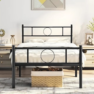 Foto 1 | Cama Individual Metal Cama Base Para Colchon Con Estribo Estructura De Cama gomyhome