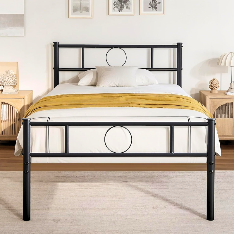 Foto 2 | Cama Individual Metal Cama Base Para Colchon Con Estribo Estructura De Cama gomyhome
