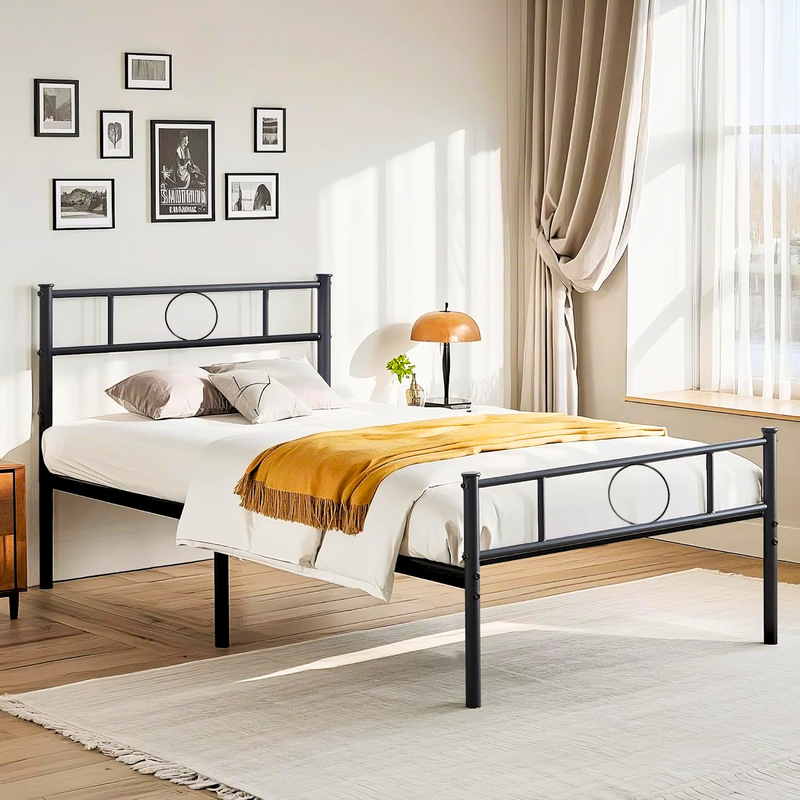 Foto 4 pulgar | Cama Individual Metal Cama Base Para Colchon Con Estribo Estructura De Cama gomyhome
