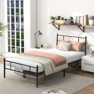 Foto 5 | Cama Individual Metal Cama Base Para Colchon Con Estribo Estructura De Cama gomyhome