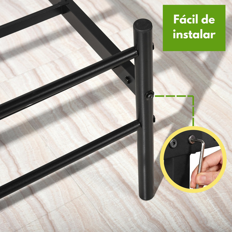 Foto 9 pulgar | Cama Individual Metal Cama Base Para Colchon Con Estribo Estructura De Cama gomyhome