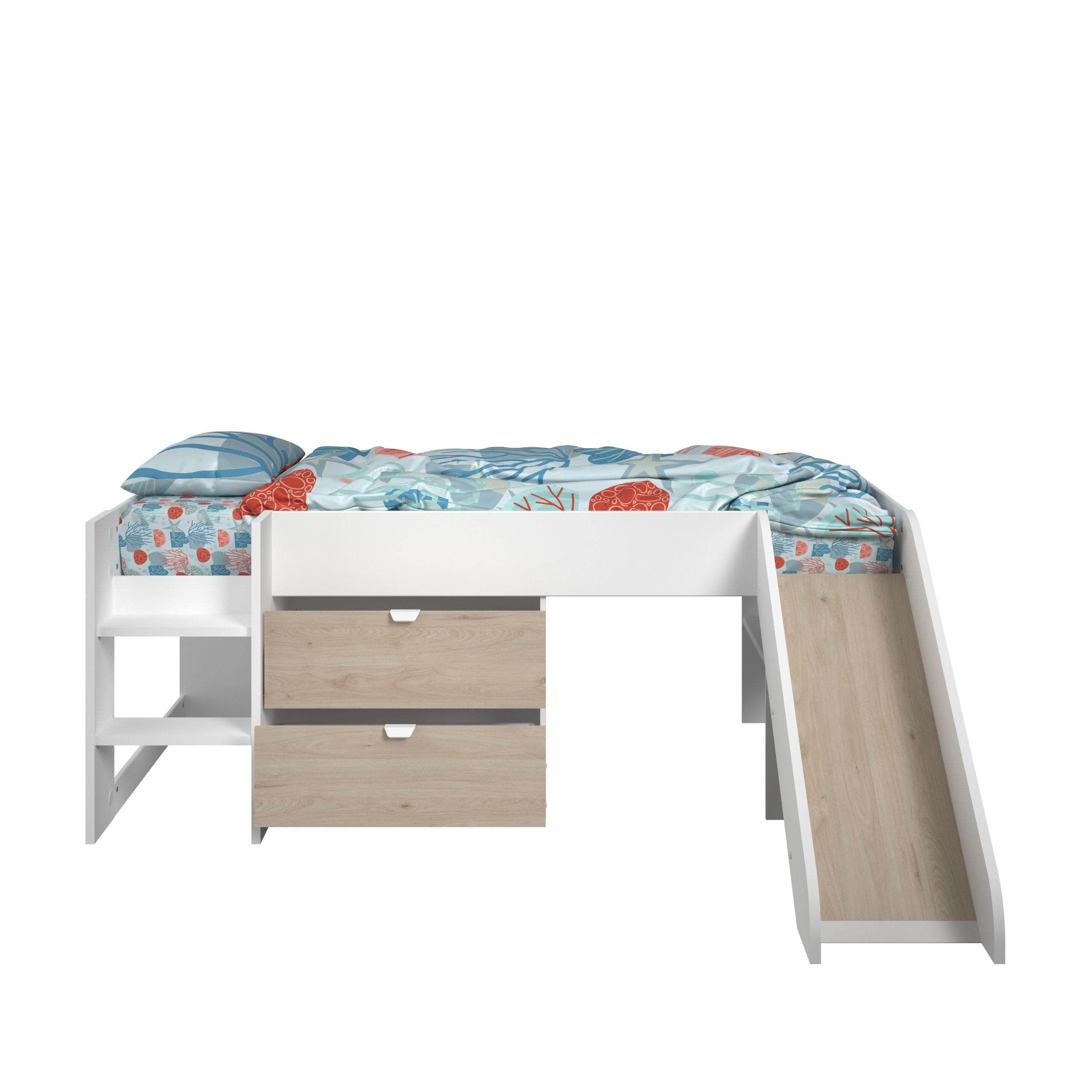 Foto 4 | Cama Individual Infantil Con Escalera, Resbaladilla Y Con 2 Cajones. Estructura De Madera Industrial