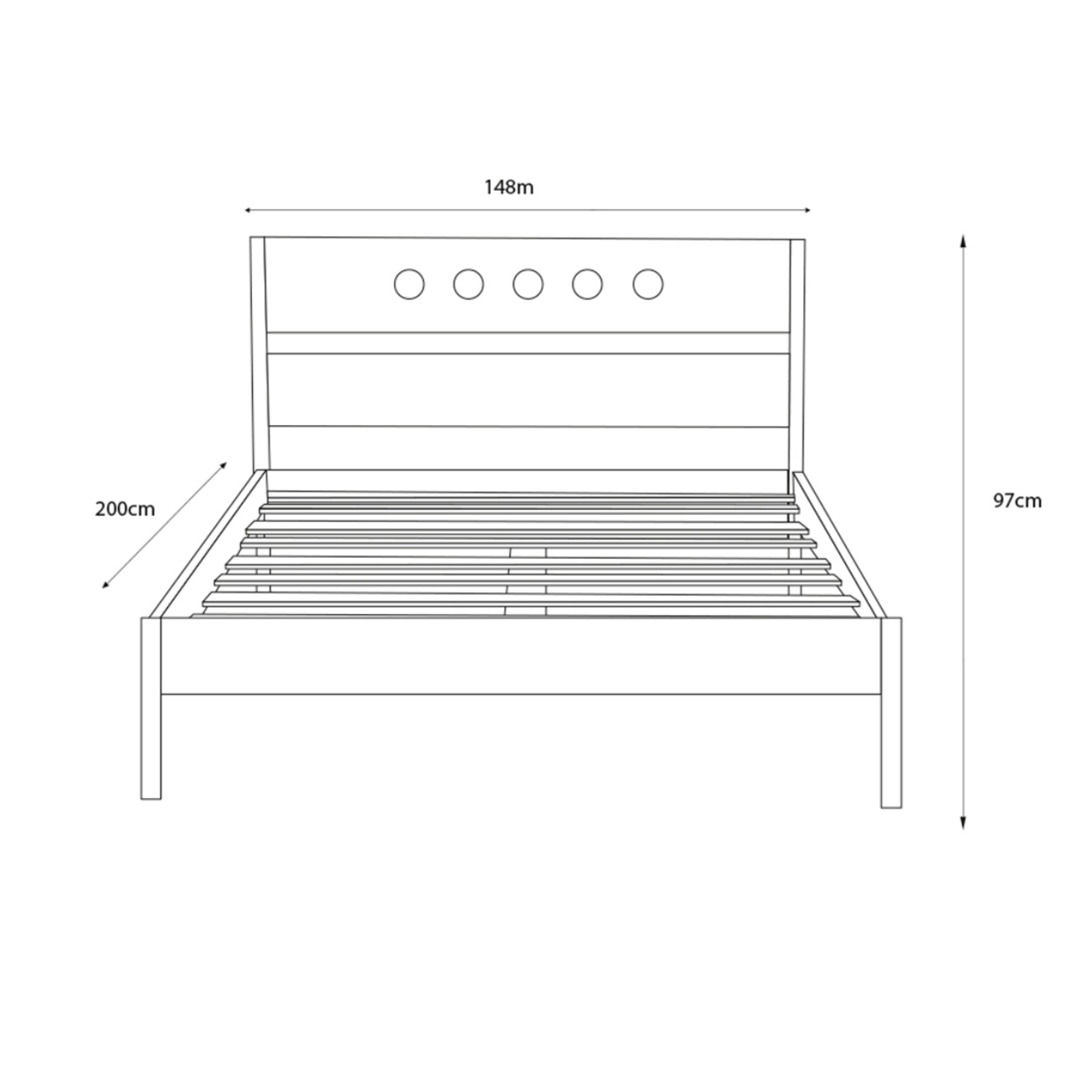 Foto 6 pulgar | Cama Matrimonial Blanca Y Madera Con Láminas De Madera Maciza