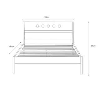 Foto 5 | Cama Matrimonial Blanca Y Madera Con Láminas De Madera Maciza