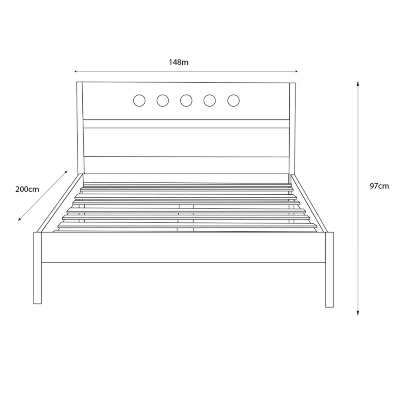 Foto 4 pulgar | Cama Matrimonial Gris Obscuro Y Madera Con Láminas De Pino Macizo