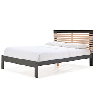 Foto 4 | Cama Matrimonial Gris Oscuro Y Madera Estructura De Madera Industrial