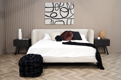 Foto 7 | Cama King Size Con Cabecera Y Base Beige En Tela Premium. Rellena De Hule Espuma Y Estructura De Madera Maciza