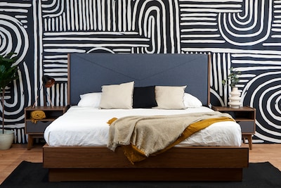 Foto 4 | Cabecera King Size Color Nogal Y Gris - Madera Mdf Y Melamina Tapizada