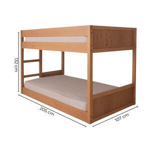 Foto 5 | Litera Para 2 Camas Individuales Color Natural - Madera Natural
