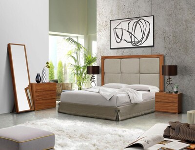 Foto 3 | Cabecera Tapizada King Size Color Nogal Y Beige - Chapa