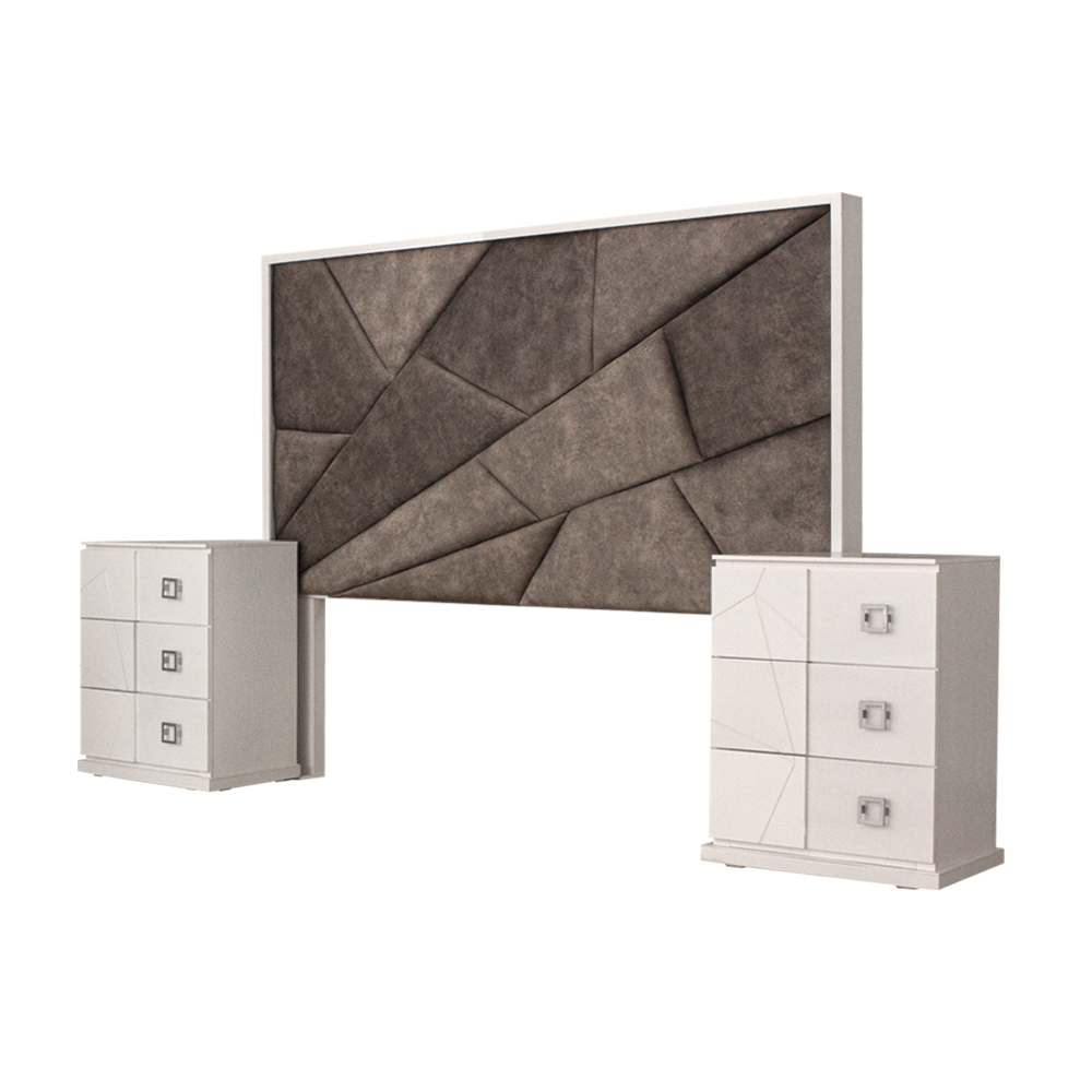 Foto 4 pulgar | Cabecera Tapizada King Size Color Gris Y Blanco - Madera Industrializada