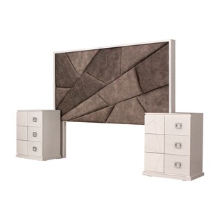 Foto 3 | Cabecera Tapizada King Size Color Gris Y Blanco - Madera Industrializada