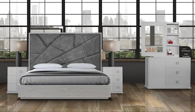 Foto 4 | Cabecera Tapizada King Size Color Gris Y Blanco - Madera Industrializada
