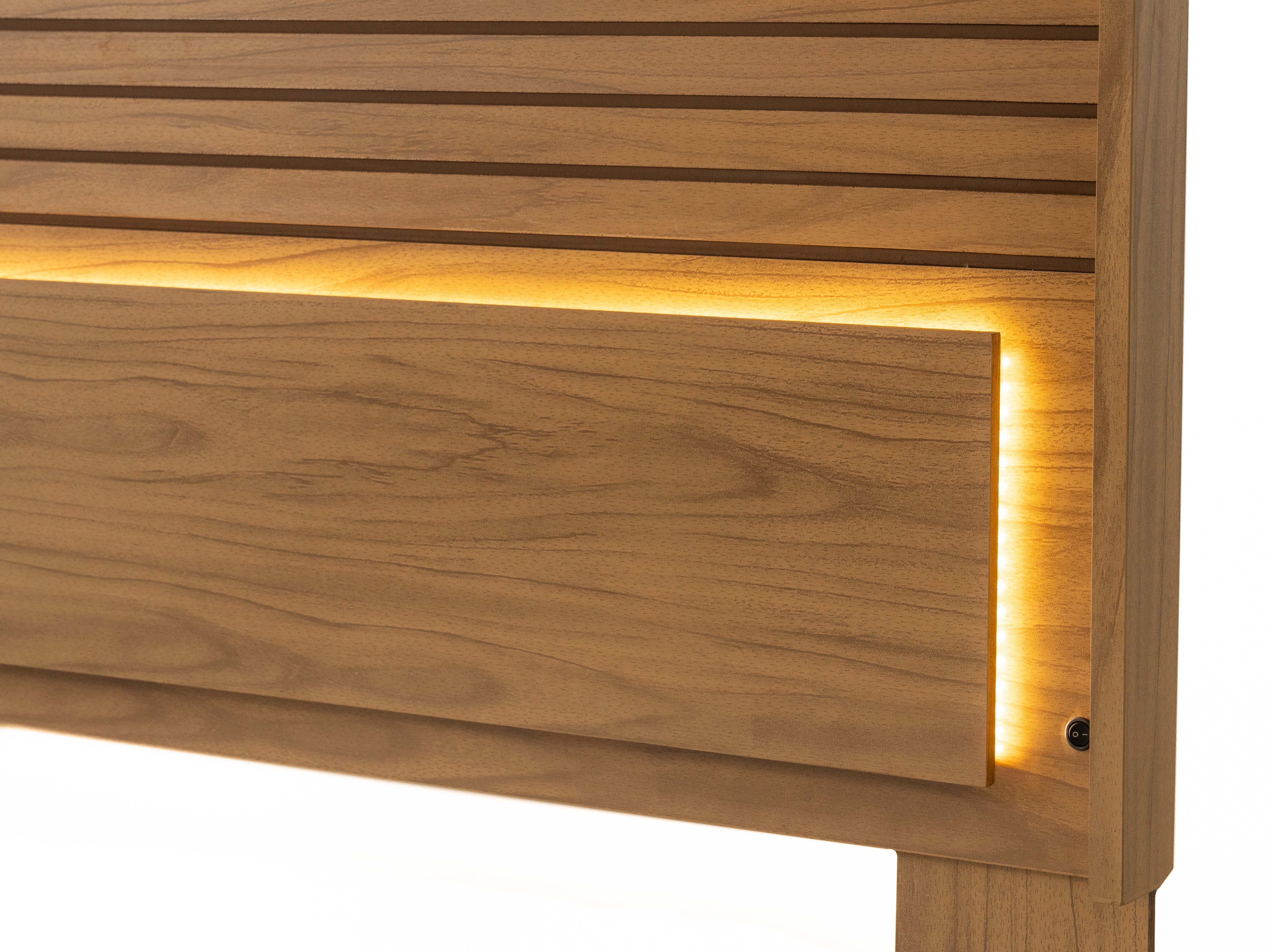 Foto 6 pulgar | Cabecera Con Luz King Size Color Natural - Madera Industrializada
