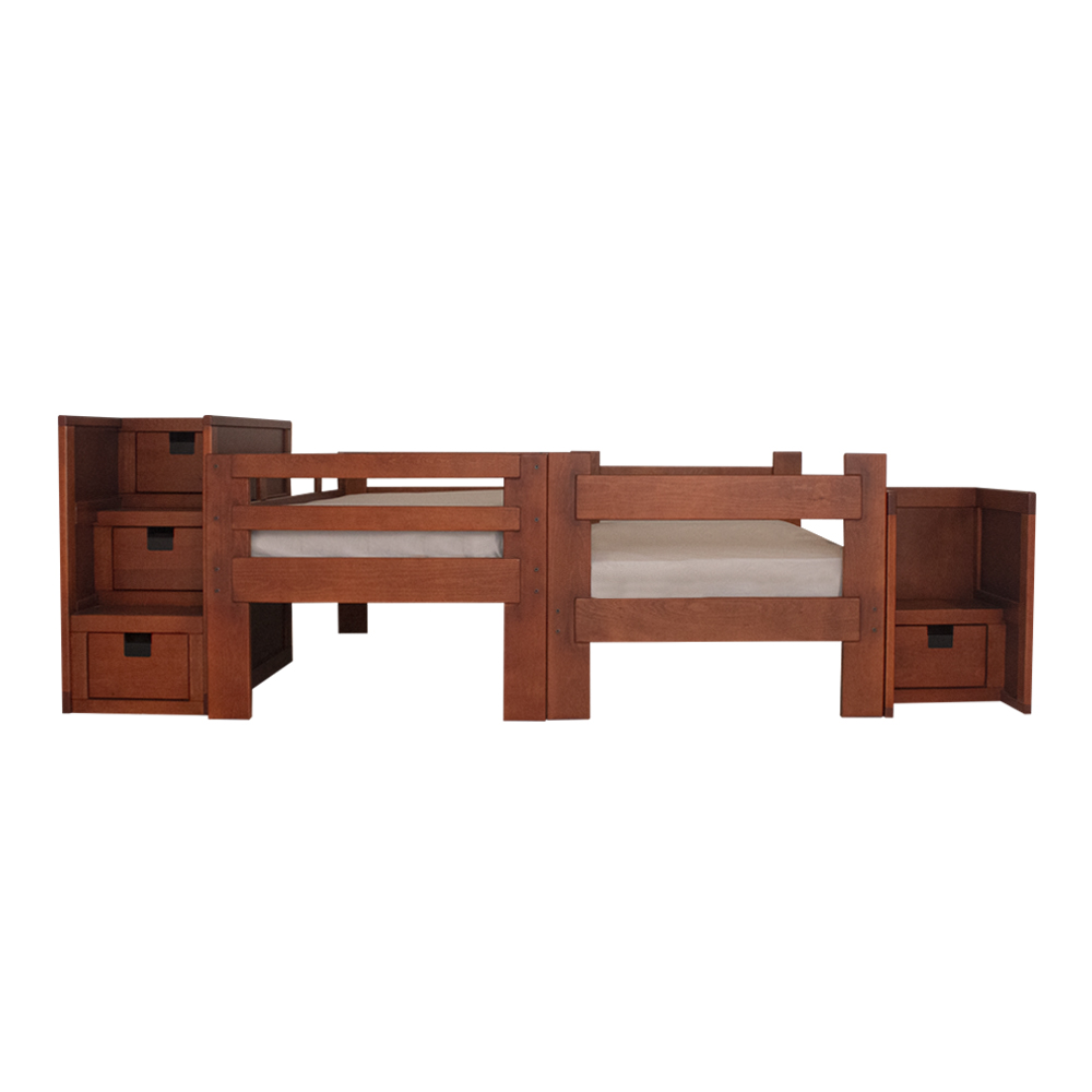 Foto 4 pulgar | Litera Para 2 Camas Individuales Con Escalera Con 4 Cajones Color Nogal - Madera Natural