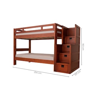 Foto 4 | Litera Para 2 Camas Individuales Con Escalera Con 4 Cajones Color Nogal - Madera Natural