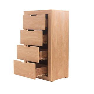Foto 5 | Recámara King Size De 4 Piezas Con Cabecera Tapizada, 2 Burós Y Cajonera Color Rojo Y Natural - Madera Industr