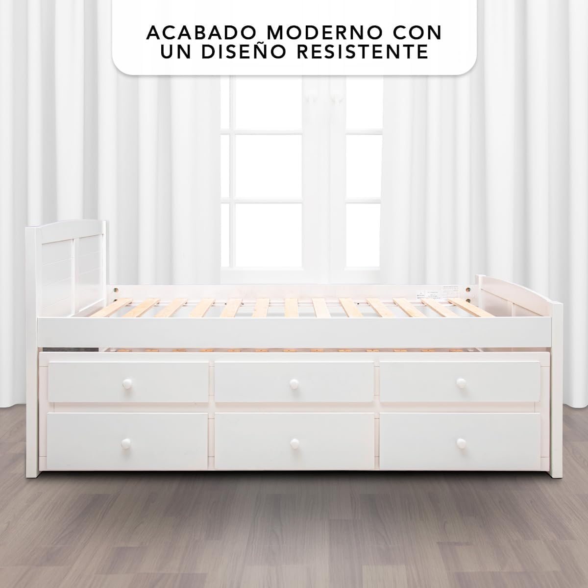 Foto 4 pulgar | Cama Canguro Twin Individual Color Blanca Con Cajones