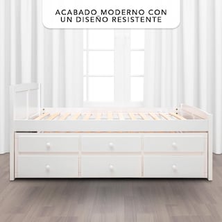 Foto 3 | Cama Canguro Twin Individual Color Blanca Con Cajones