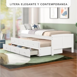 Foto 4 | Cama Canguro Twin Individual Color Blanca Con Cajones