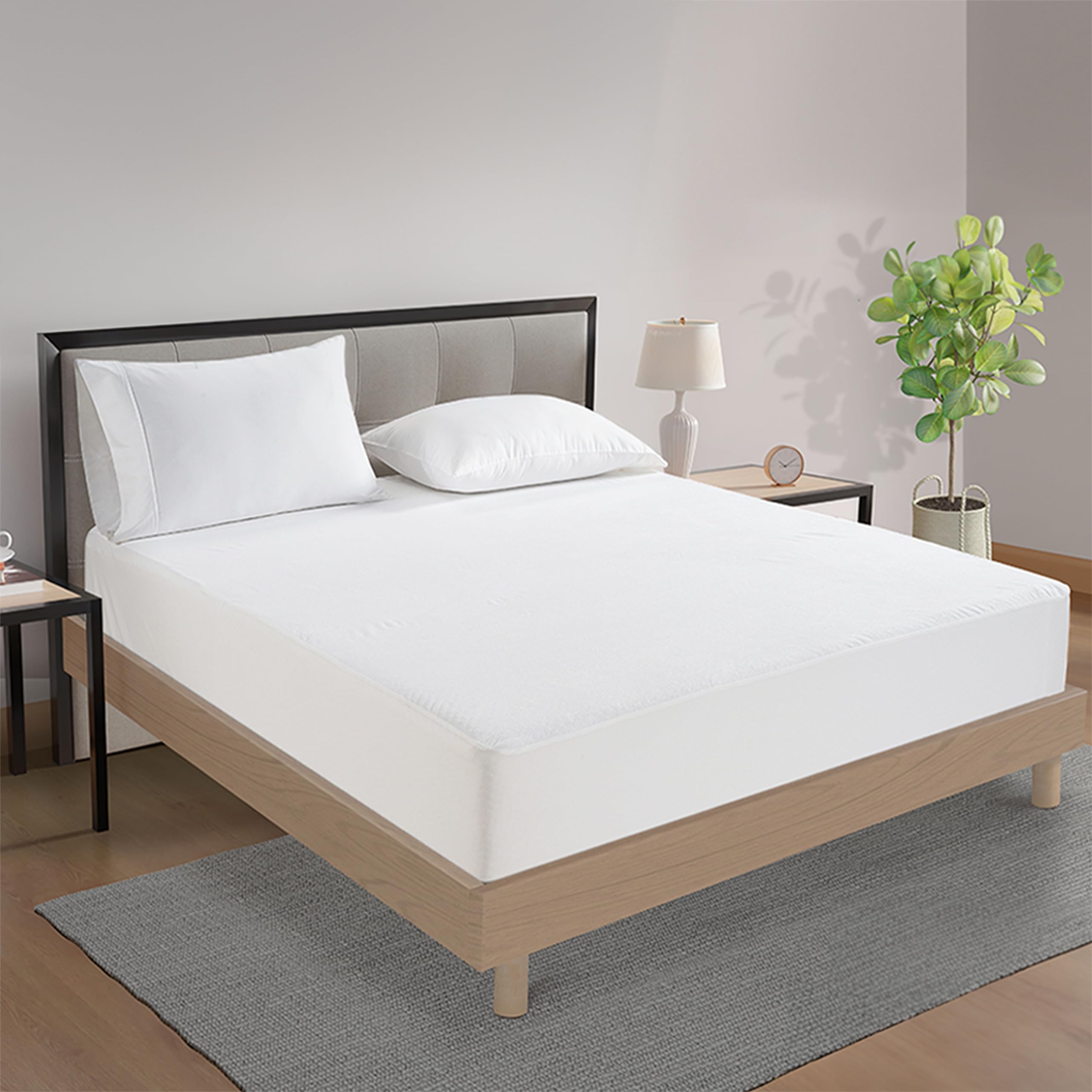 Protector De Colchón Lane Linen Impermeable, Tamaño Doble, Blanco - Venta Internacional.