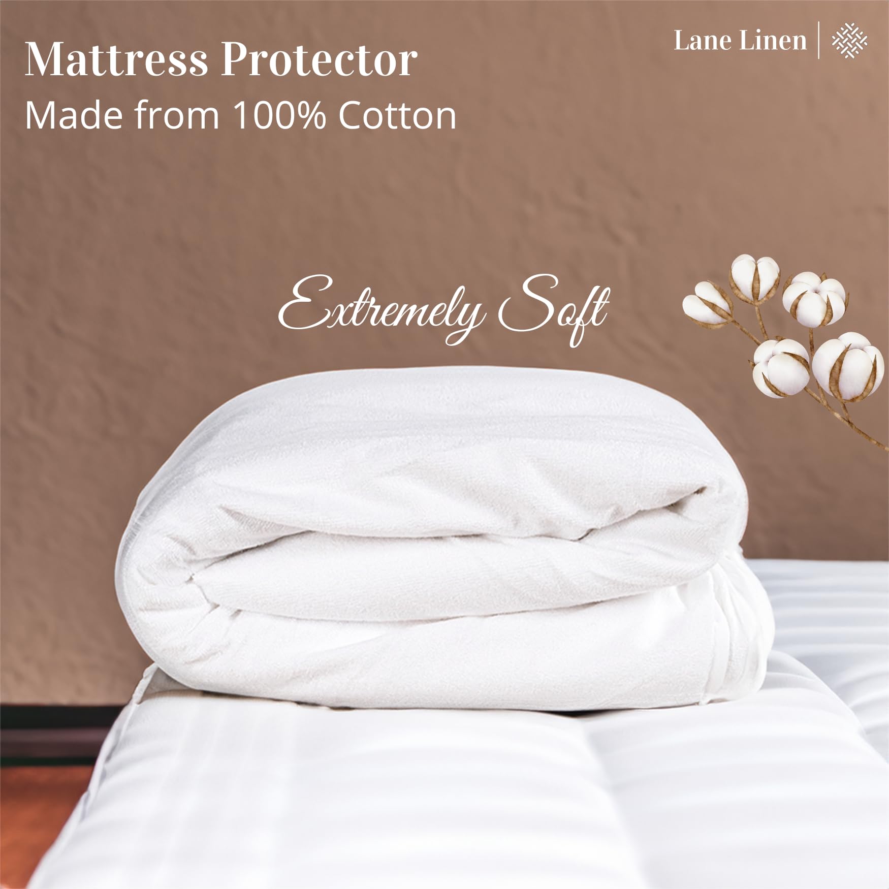 Foto 3 | Protector De Colchón Lane Linen Impermeable, Tamaño Doble, Blanco - Venta Internacional.