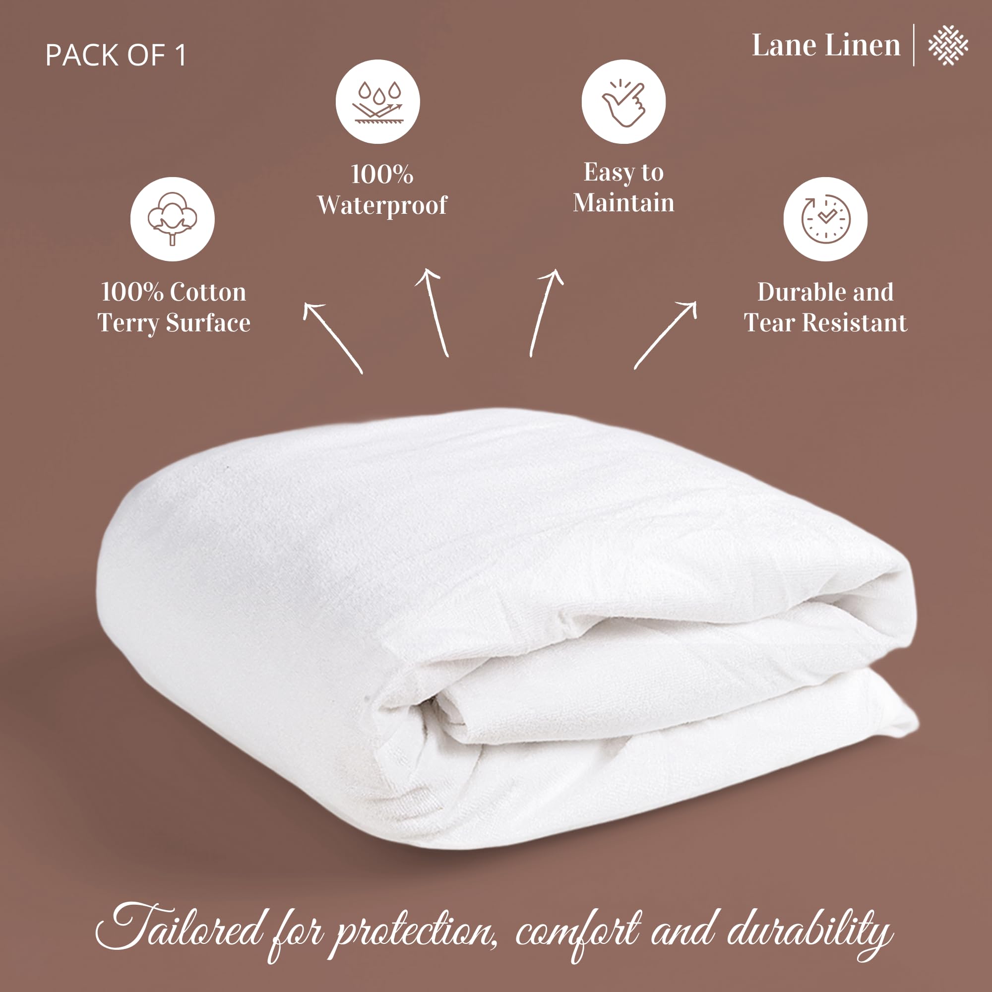 Foto 5 pulgar | Protector De Colchón Lane Linen Impermeable, Tamaño Doble, Blanco - Venta Internacional.