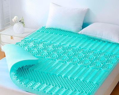 Foto 5 | Sobrecolchon Memory Foam King 5 Cm Diseño Texturizado Y Transpirable Azul Bluelander