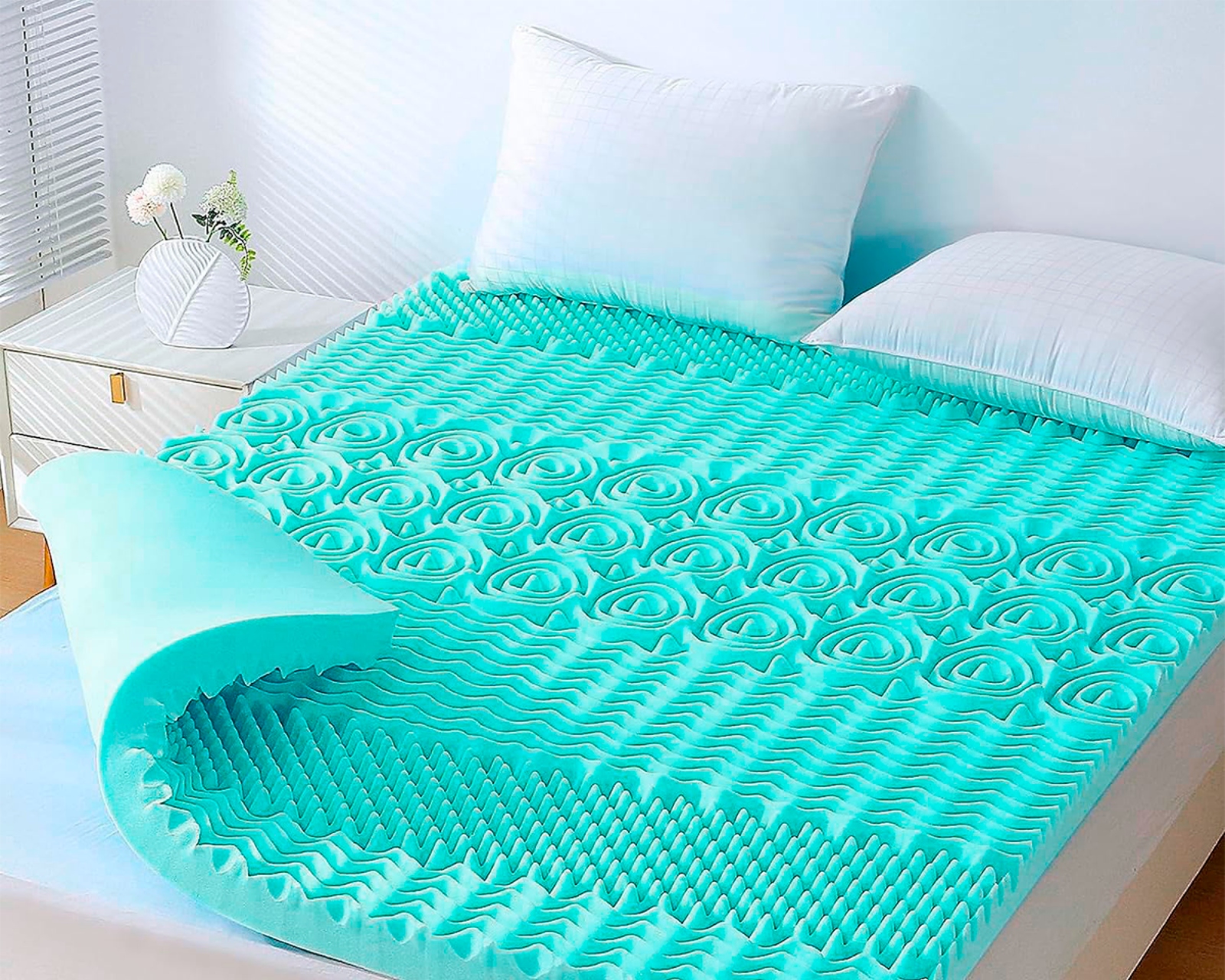 Foto 3 | Sobrecolchon Memory Foam Matrimonial 7.5 Cm Diseño Texturizado Y Transpirable Azul Bluelander