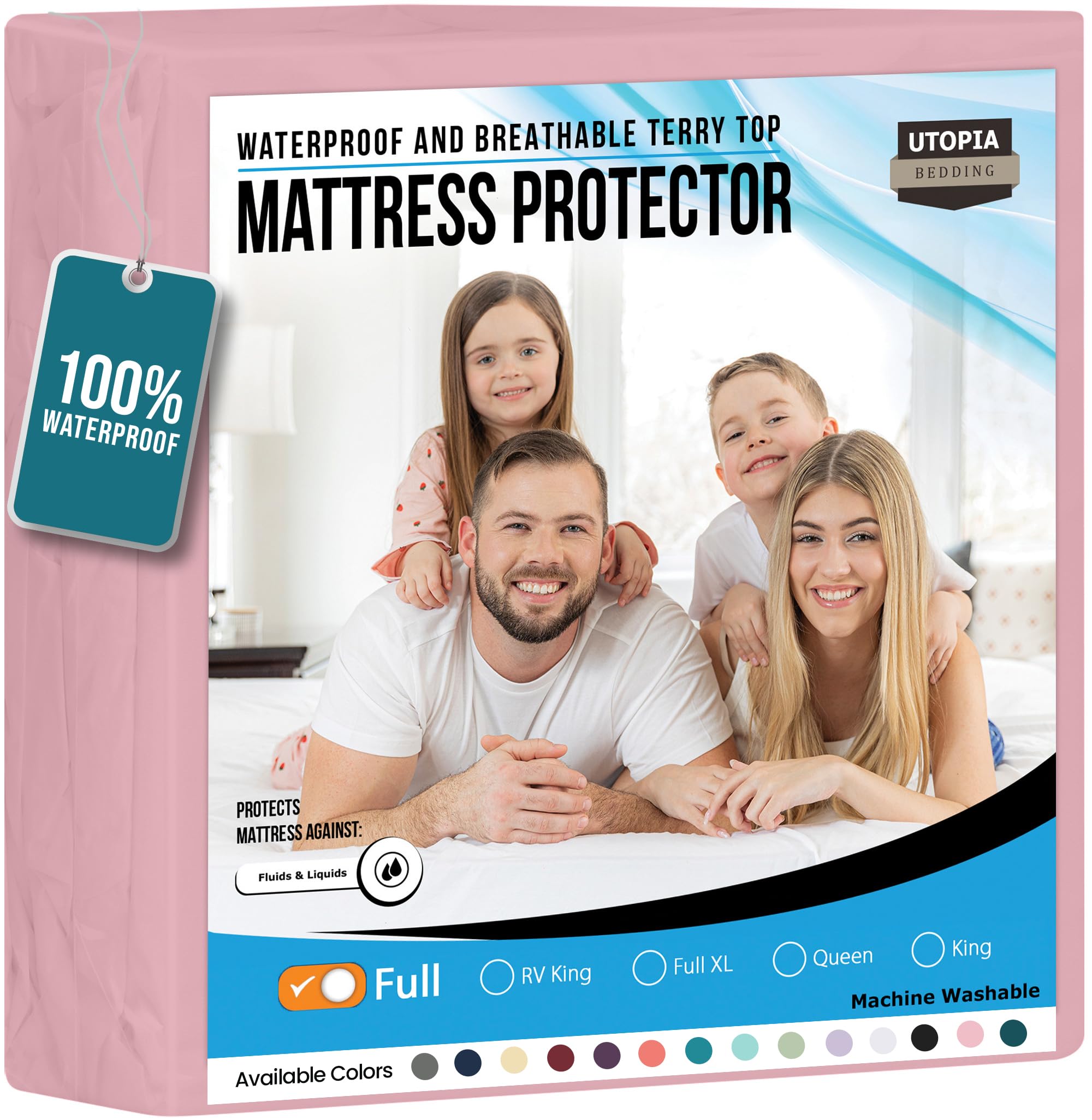 Foto 2 pulgar | Protector De Colchón Impermeable Utopia Bedding, Tamaño Completo, Rosa - Venta Internacional.