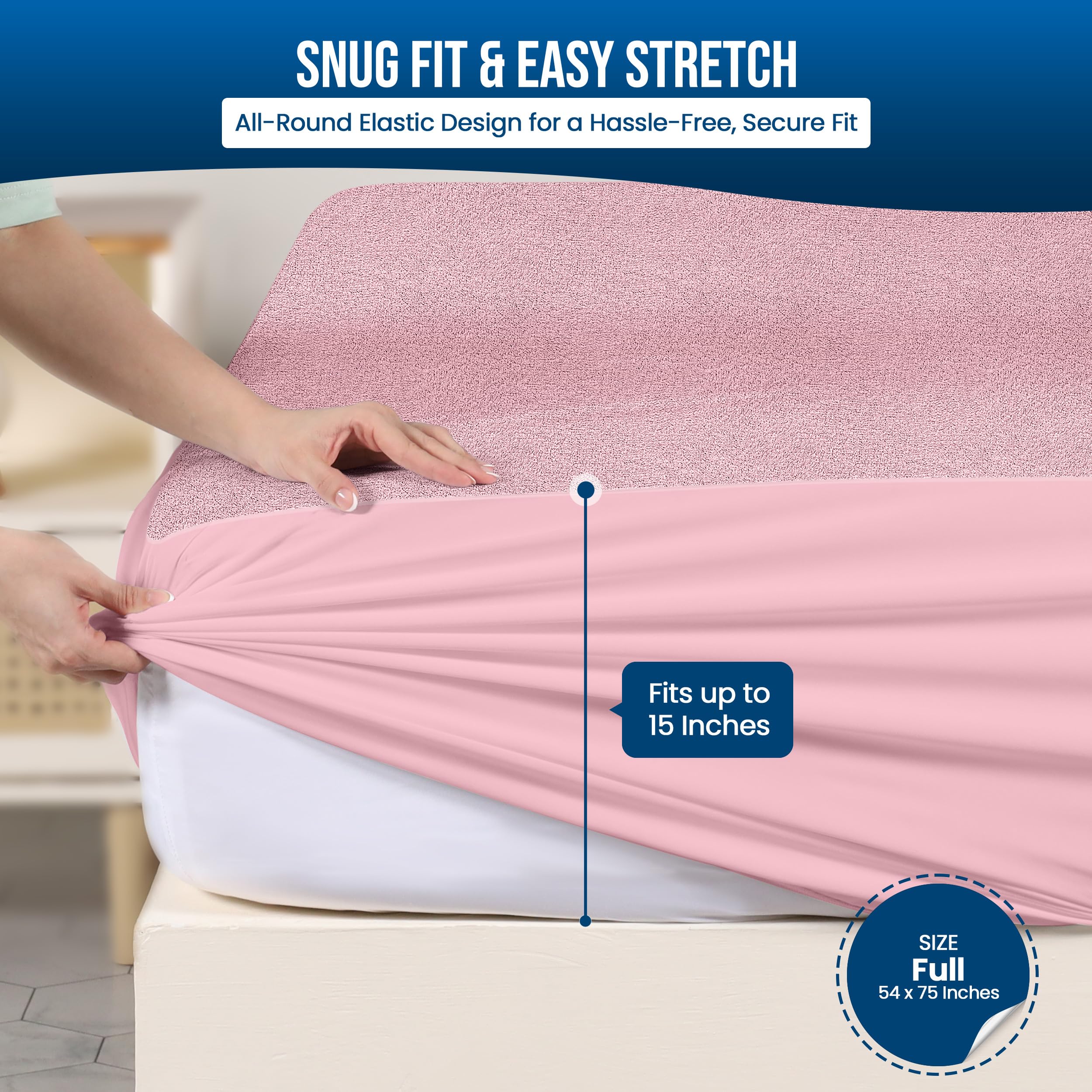 Foto 4 pulgar | Protector De Colchón Impermeable Utopia Bedding, Tamaño Completo, Rosa - Venta Internacional.