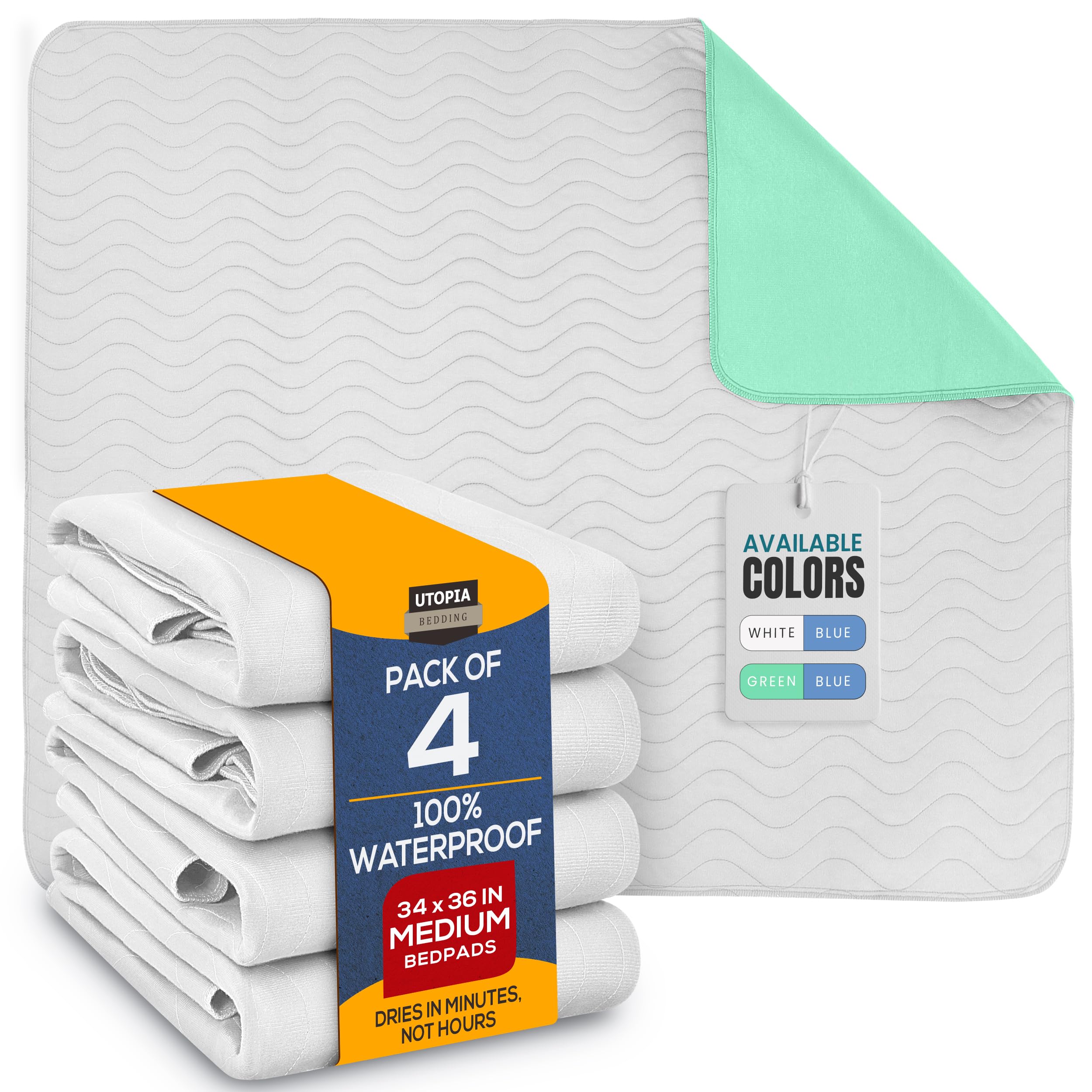 Almohadillas Impermeables Utopia Bedding, Lavables, 34 X 36 Cm (paquete De 4) - Venta Internacional.