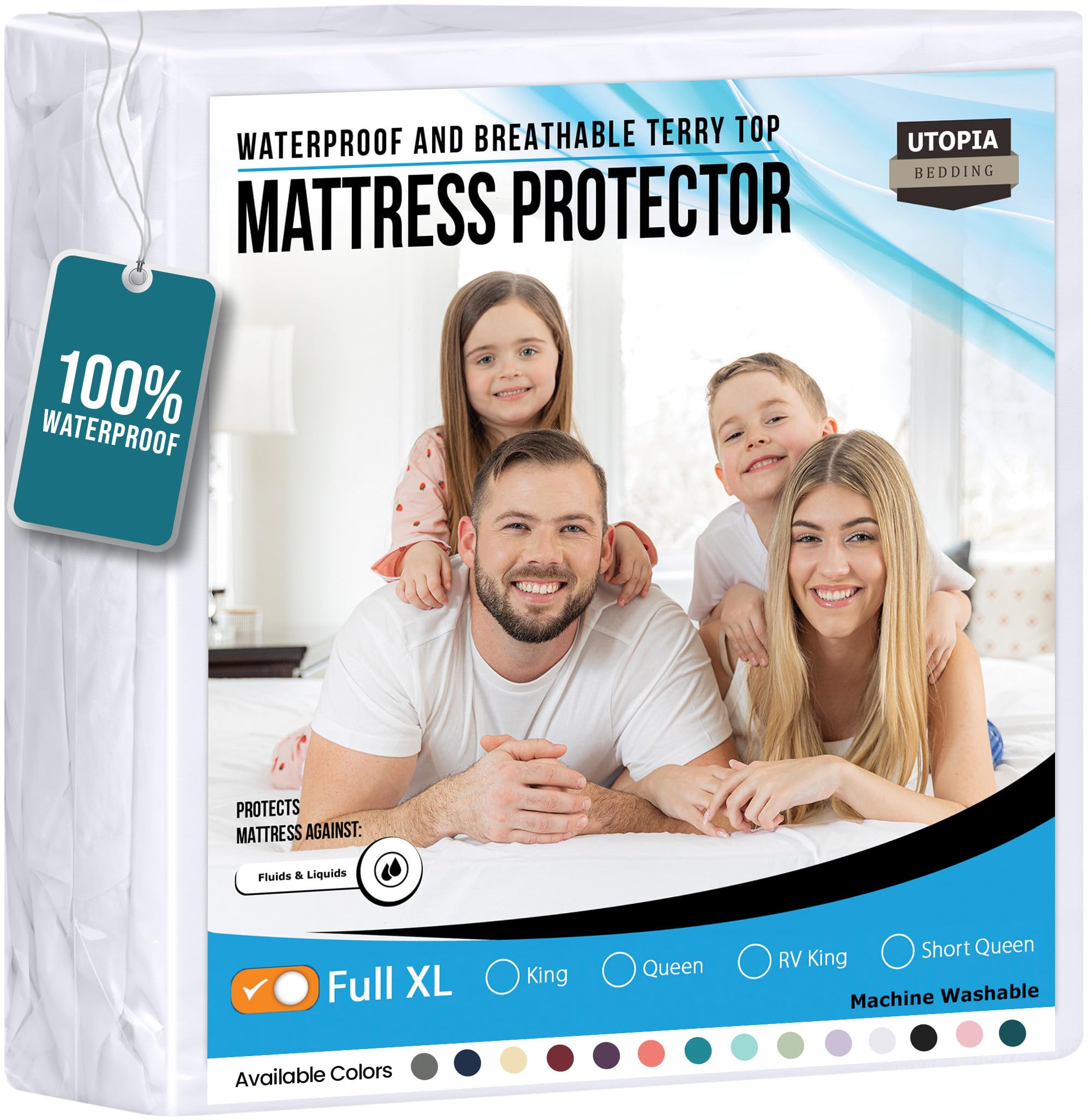 Foto 2 pulgar | Protector De Colchón Utopia Bedding Full Xl, Impermeable, Blanco - Venta Internacional.