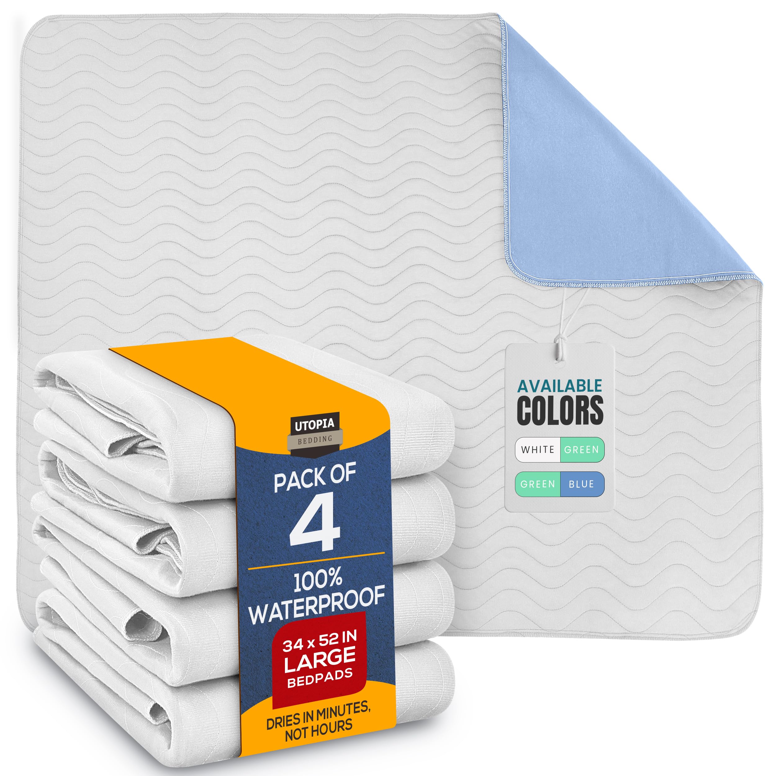 Almohadillas Impermeables Y Lavables Utopia Bedding, 34 X 52 Cm, Paquete De 4 - Venta Internacional.