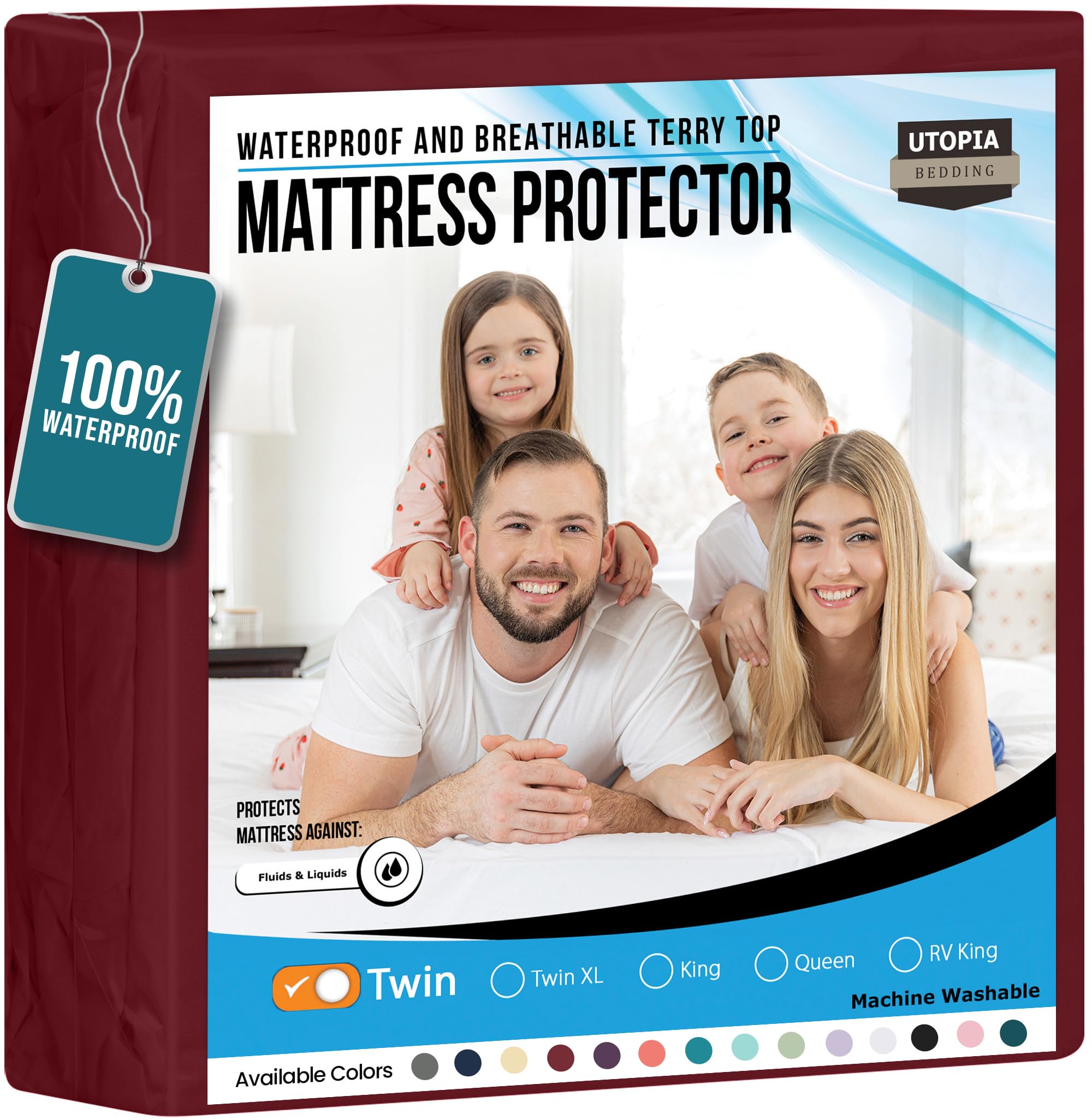 Protector De Colchón Utopia Bedding Impermeable, Tamaño Doble - Venta Internacional.