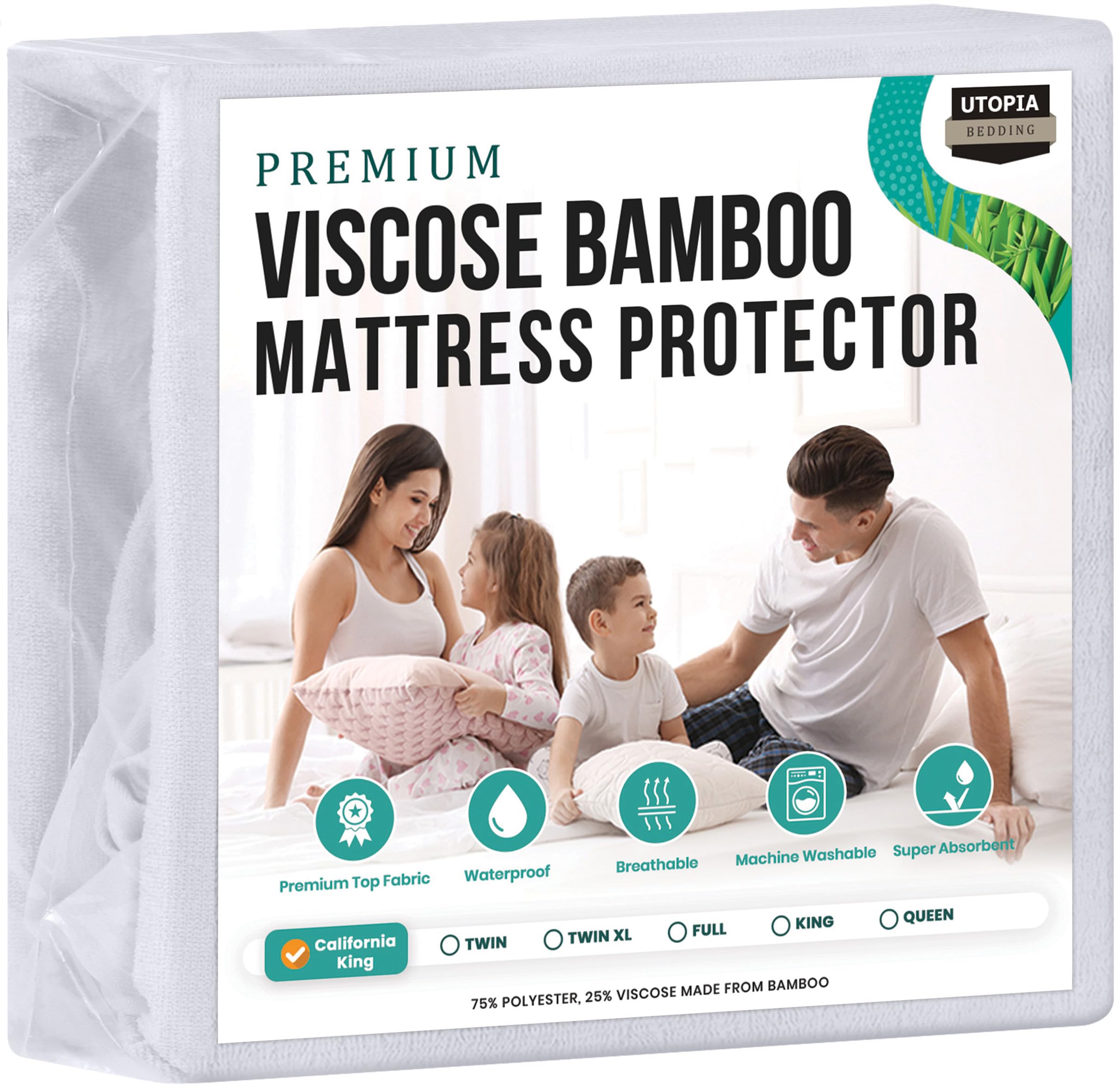 Foto 2 pulgar | Protector De Colchón Utopia Bedding Premium, Impermeable, Cal King - Venta Internacional.