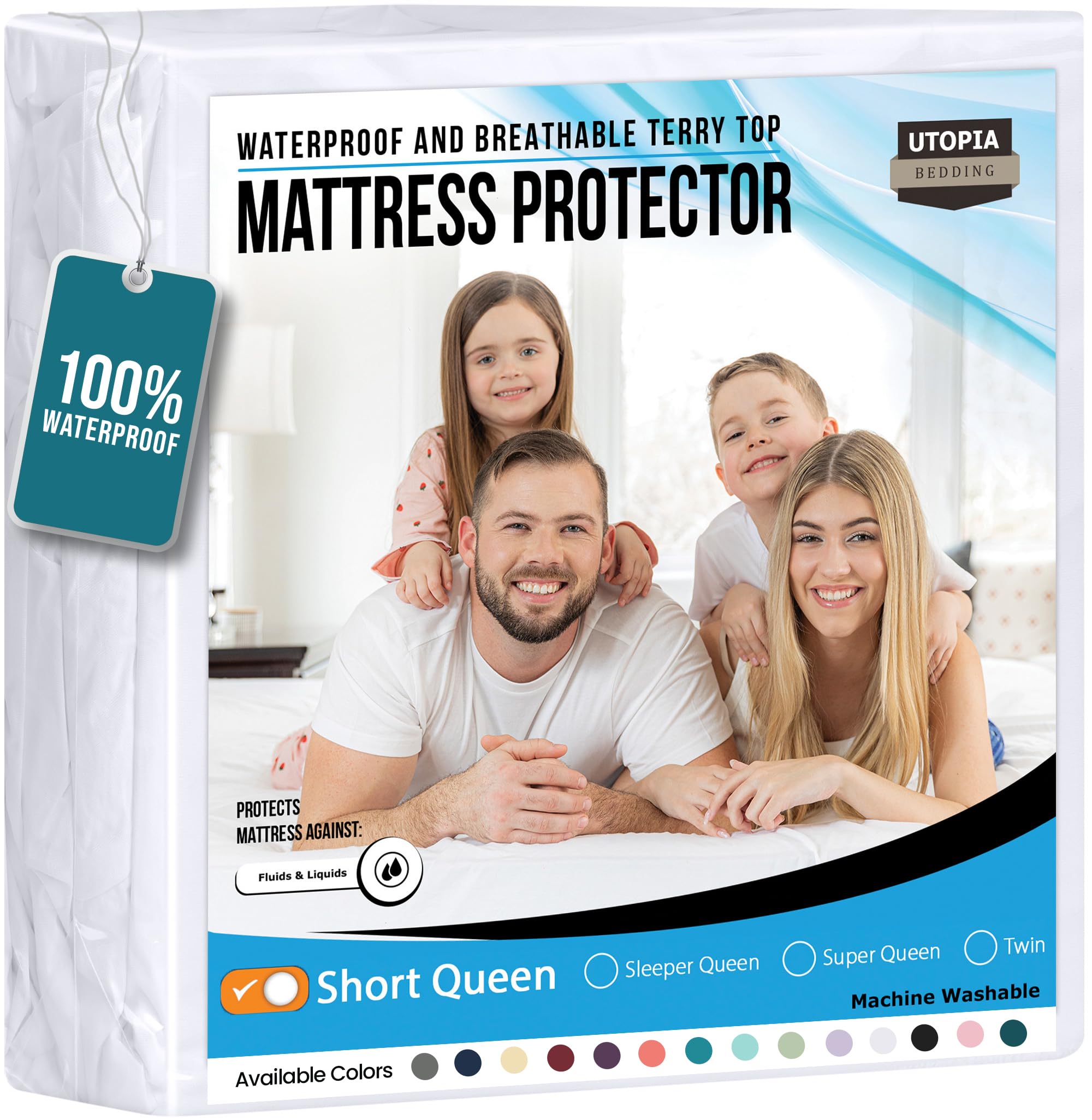 Foto 2 pulgar | Protector De Colchón Utopia Bedding Impermeable Short Queen - Venta Internacional.