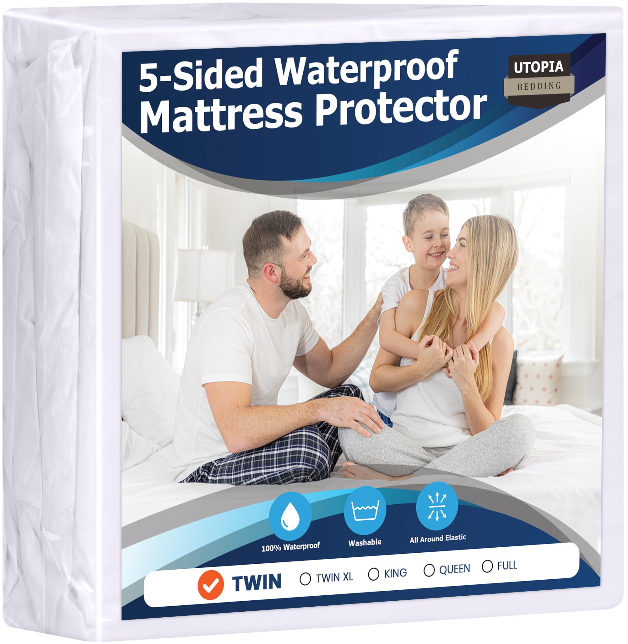 Foto 2 pulgar | Protector De Colchón Utopia Bedding Impermeable, Tamaño Doble - Venta Internacional.