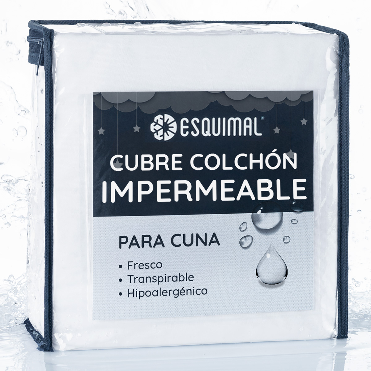 Foto 2 pulgar | Protector De Colchón Cuna Esquimal Blanco 100% Impermeable (120 X 60 Cm)