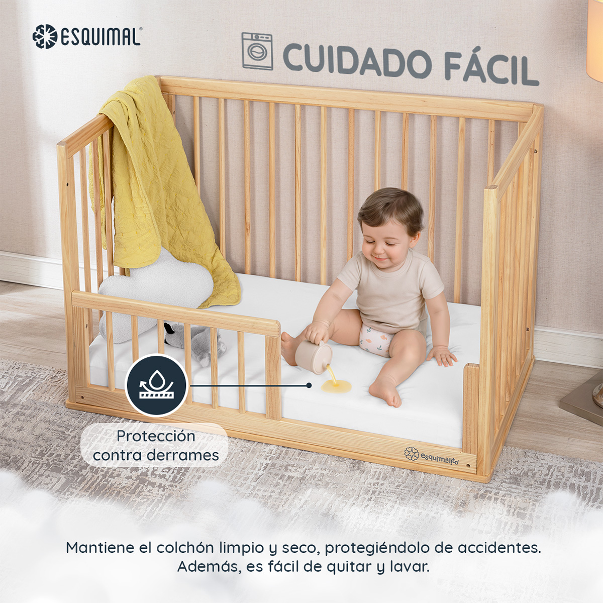 Foto 5 | Protector De Colchón Cuna Esquimal Blanco 100% Impermeable (120 X 60 Cm)