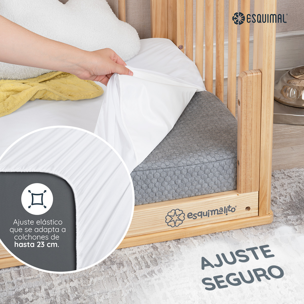 Foto 8 pulgar | Protector De Colchón Cuna Esquimal Blanco 100% Impermeable (120 X 60 Cm)