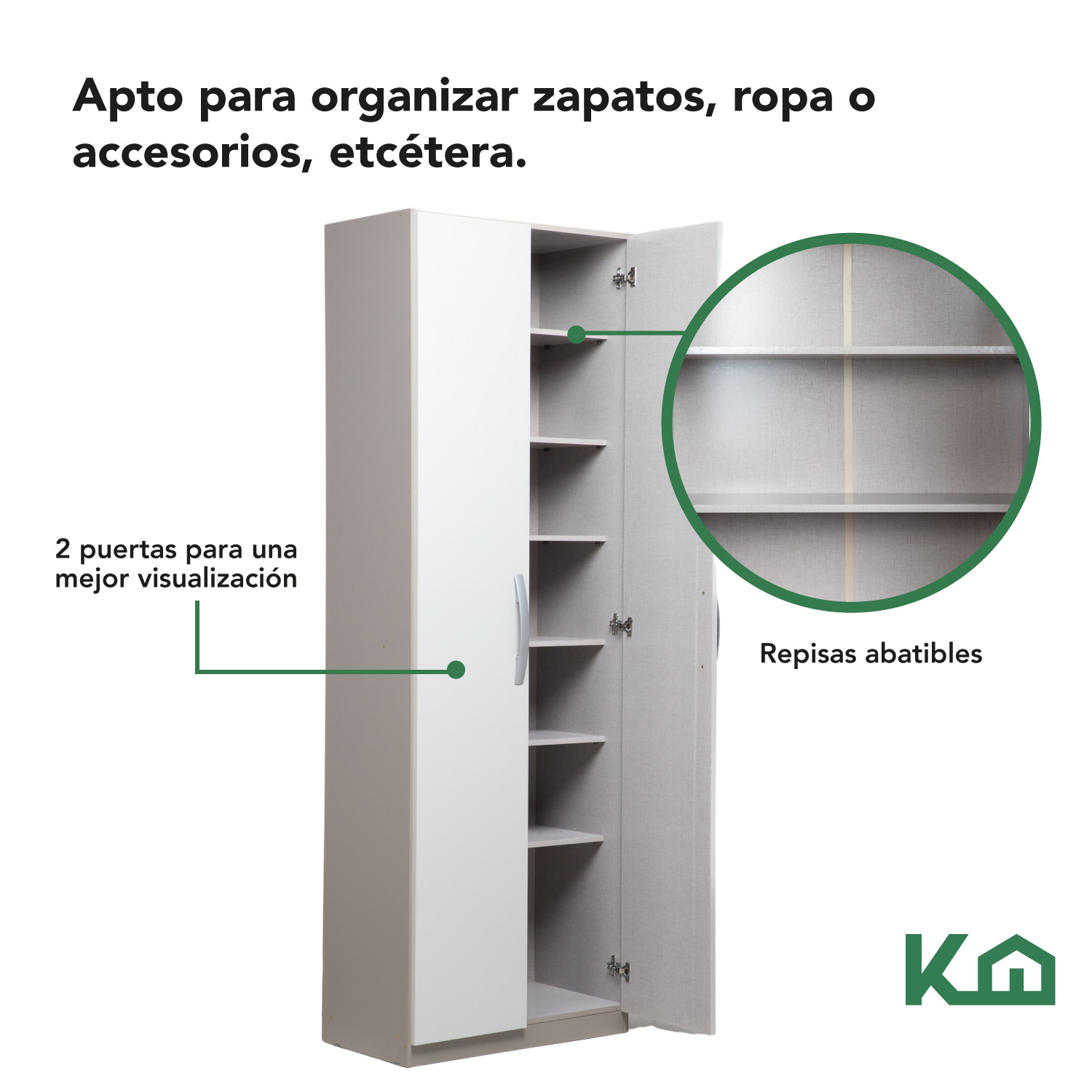 Foto 4 | Ropero Organizador de Ropa KingsHouse 2 Puertas