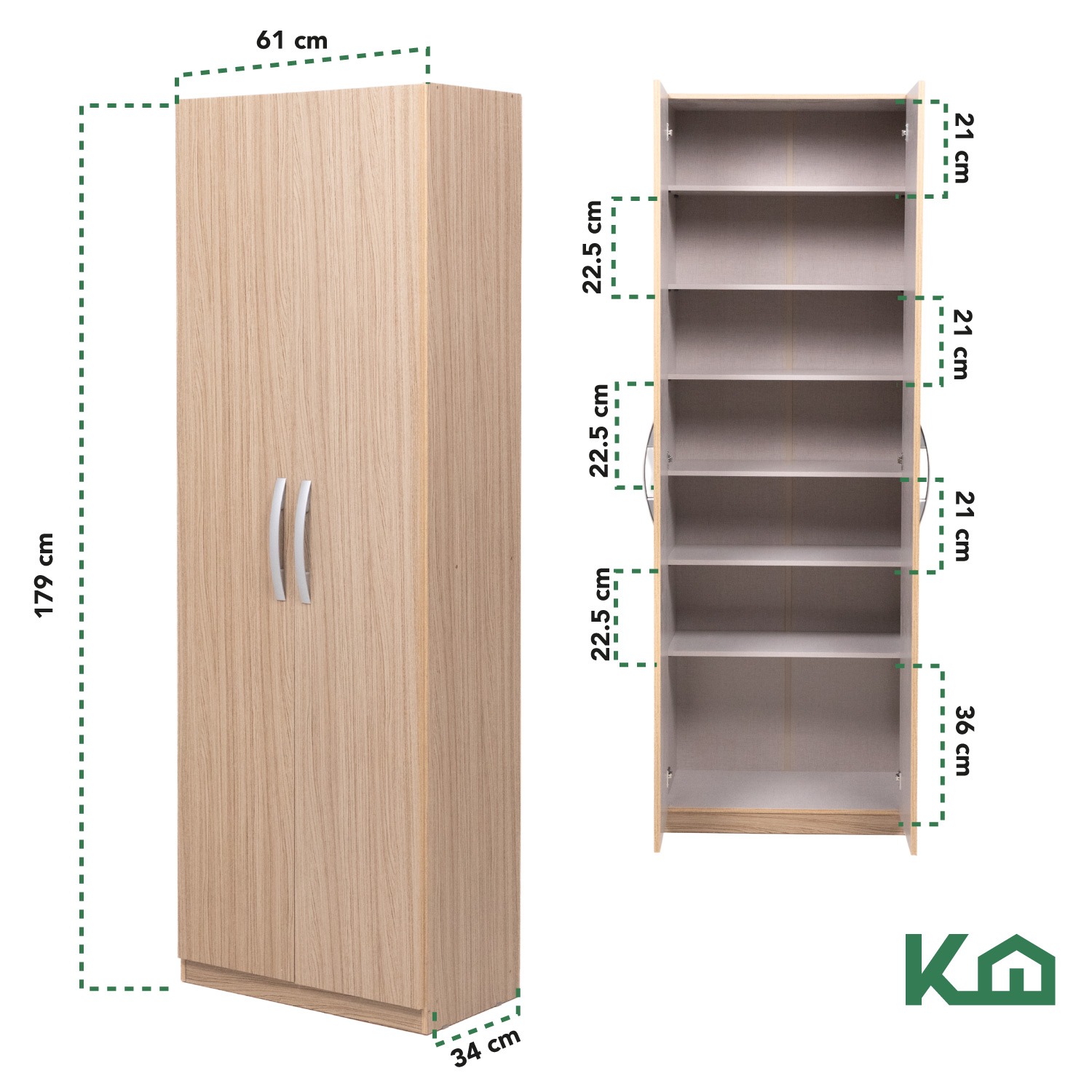 Foto 6 pulgar | Mueble Ropero Closet Armario KingsHouse Mdp 2 Puertas