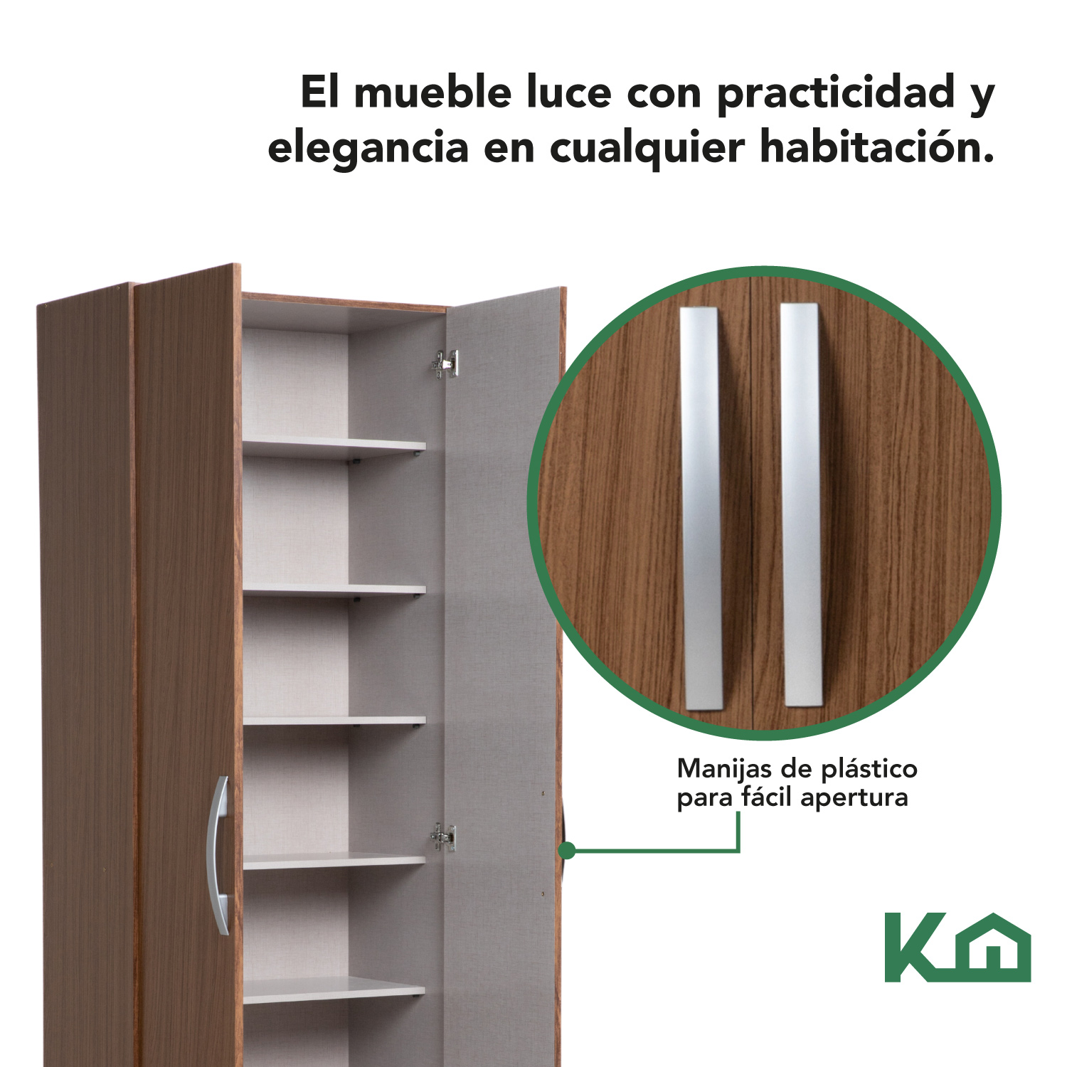 Foto 4 pulgar | Mueble Ropero KingsHouse Closet Armario Mdp 2 Puertas Organizador Casa color Marrón