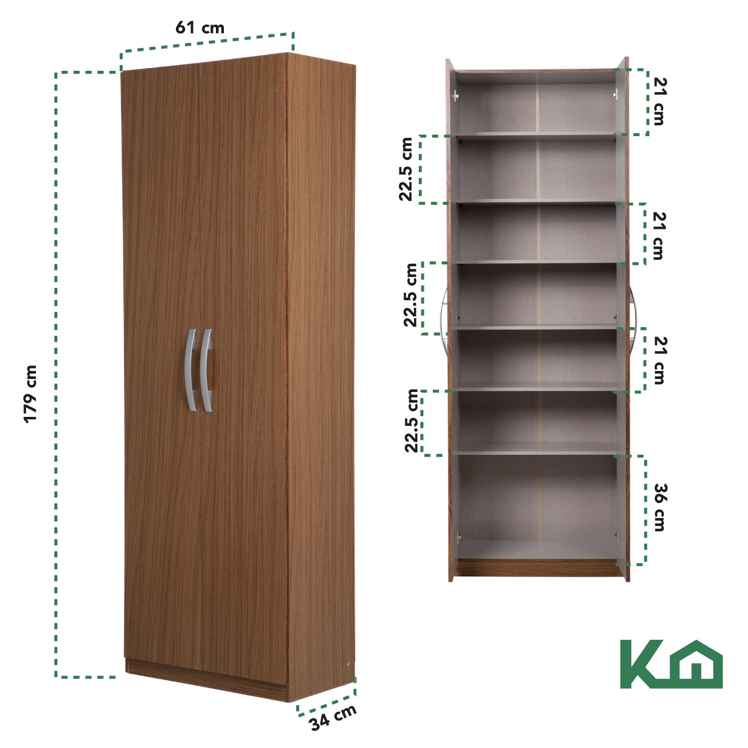 Foto 5 | Mueble Ropero KingsHouse Closet Armario Mdp 2 Puertas Organizador Casa color Marrón