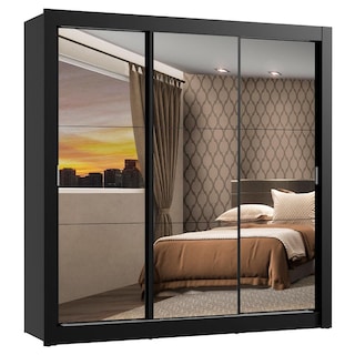 Foto 1 | Ropero Madesa Mónaco Negro 3 Puertas Corredizas con Espejo