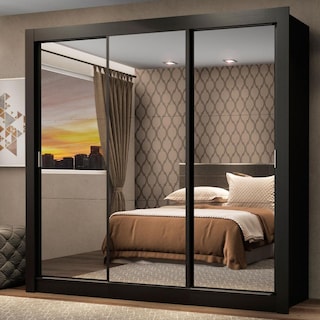 Foto 2 | Ropero Madesa Mónaco Negro 3 Puertas Corredizas con Espejo