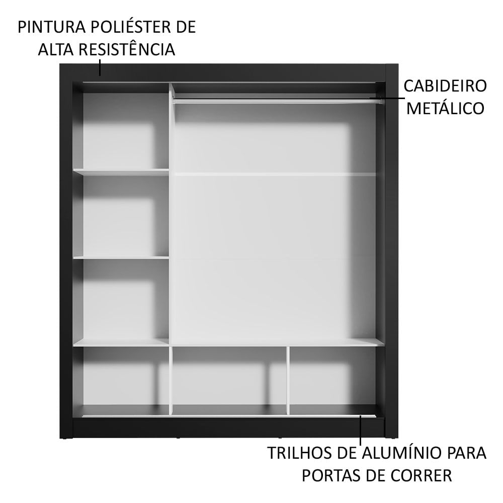 Foto 6 pulgar | Ropero Madesa Mónaco Negro 3 Puertas Corredizas con Espejo