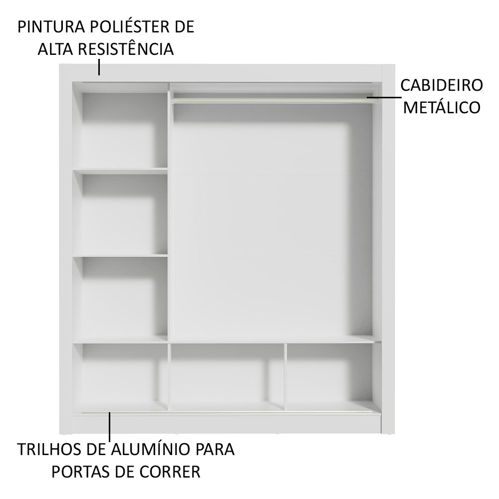 Foto 5 pulgar | Ropero Doble Madesa Monaco 3 Puertas Corredizas Blanco