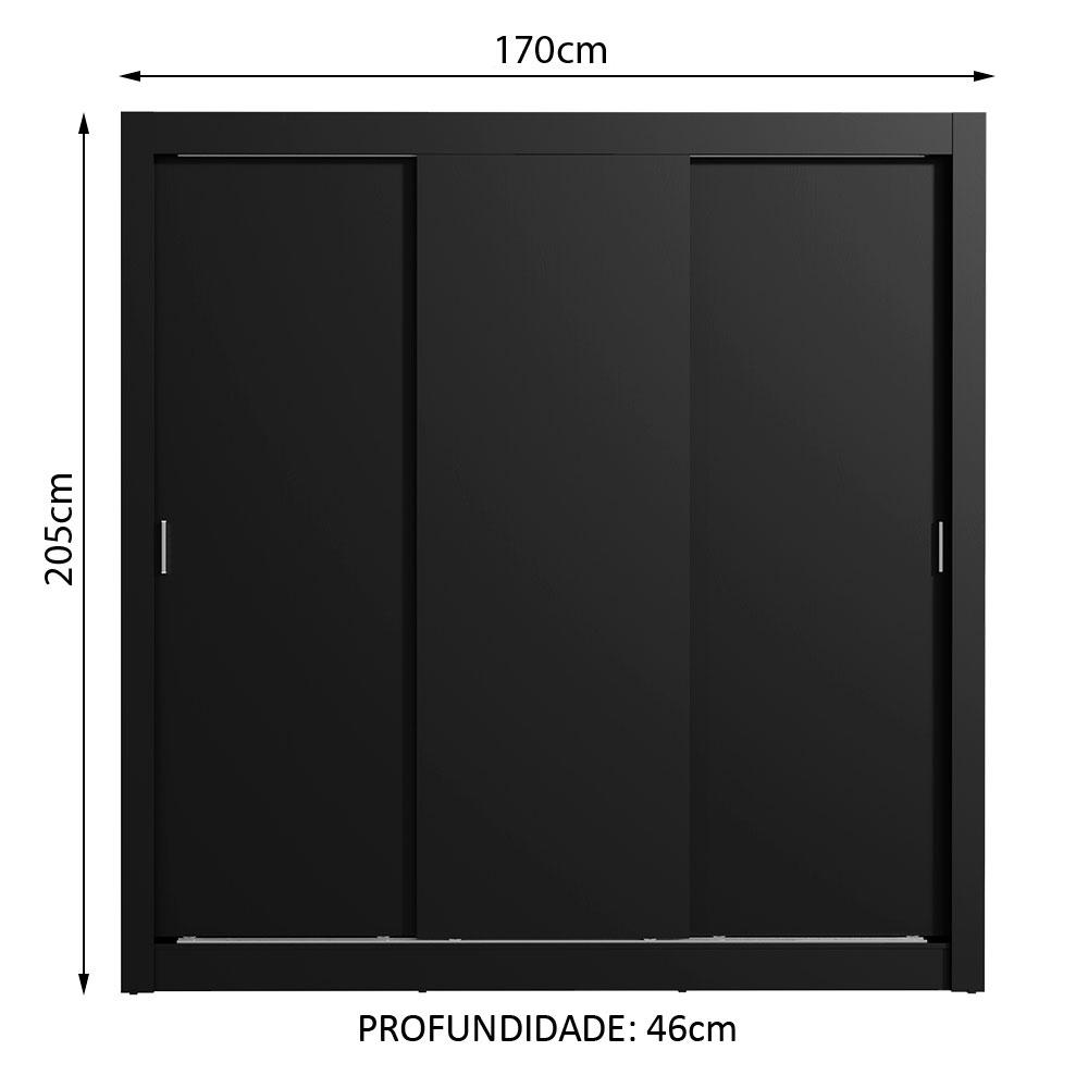 Foto 4 | Ropero Doble Madesa Mónaco 3 Puertas Corredizas Negro